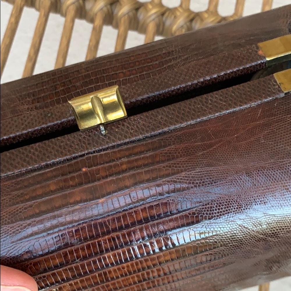 Vintage Brown Leather Snake Clutch - Picture 6 of 11